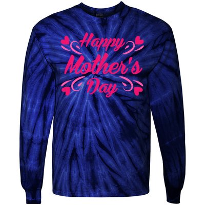 Happy Mothers Day Hearts Gift Tie-Dye Long Sleeve Shirt