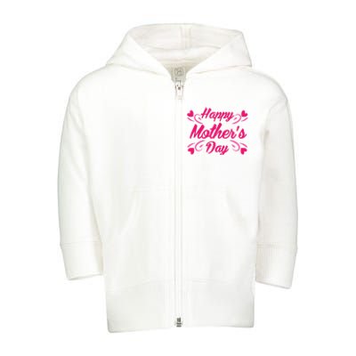 Happy Mothers Day Hearts Gift Toddler Zip Fleece Hoodie