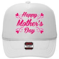 Happy Mothers Day Hearts Gift High Crown Mesh Back Trucker Hat