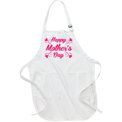 Happy Mothers Day Hearts Gift Full-Length Apron With Pockets