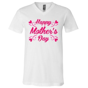 Happy Mothers Day Hearts Gift V-Neck T-Shirt