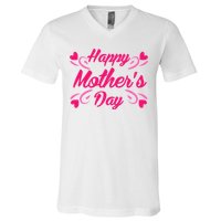 Happy Mothers Day Hearts Gift V-Neck T-Shirt