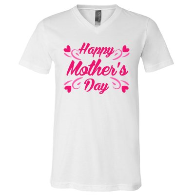 Happy Mothers Day Hearts Gift V-Neck T-Shirt