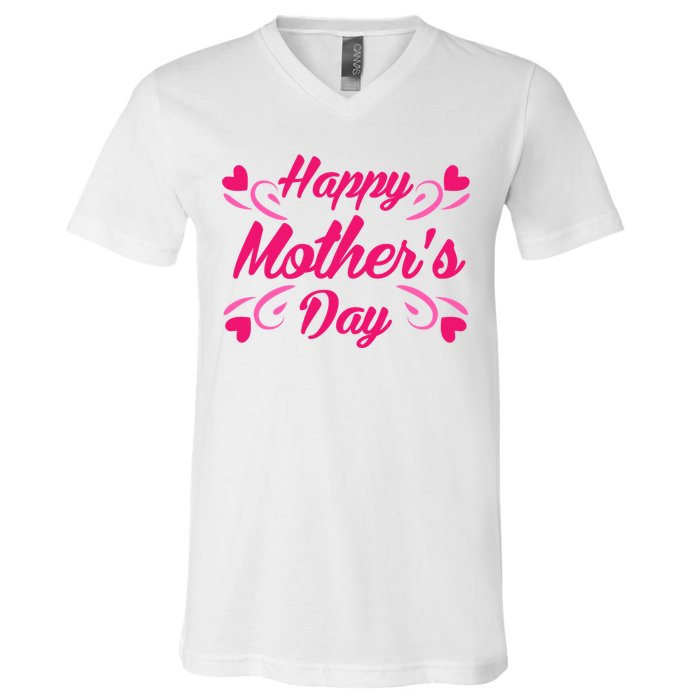 Happy Mothers Day Hearts Gift V-Neck T-Shirt