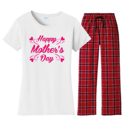 Happy Mothers Day Hearts Gift Women's Flannel Pajama Set