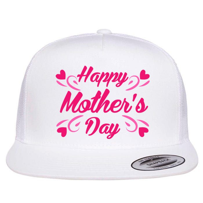 Happy Mothers Day Hearts Gift Flat Bill Trucker Hat