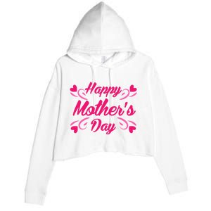 Happy Mothers Day Hearts Gift Crop Fleece Hoodie