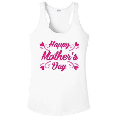 Happy Mothers Day Hearts Gift Ladies PosiCharge Competitor Racerback Tank