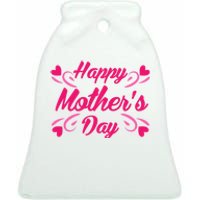 Happy Mothers Day Hearts Gift Ceramic Bell Ornament