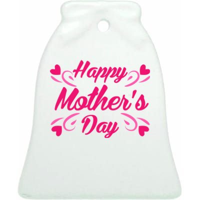 Happy Mothers Day Hearts Gift Ceramic Bell Ornament