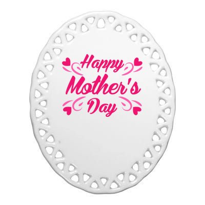 Happy Mothers Day Hearts Gift Ceramic Oval Ornament