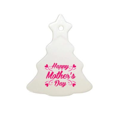 Happy Mothers Day Hearts Gift Ceramic Tree Ornament