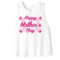 Happy Mothers Day Hearts Gift Women's Racerback Cropped Tank