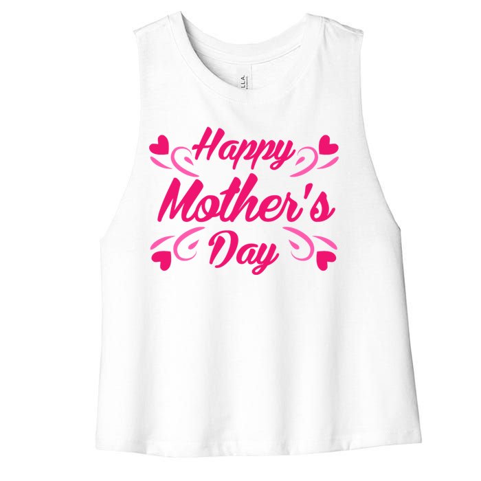 Happy Mothers Day Hearts Gift Women's Racerback Cropped Tank