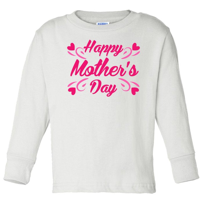 Happy Mothers Day Hearts Gift Toddler Long Sleeve Shirt