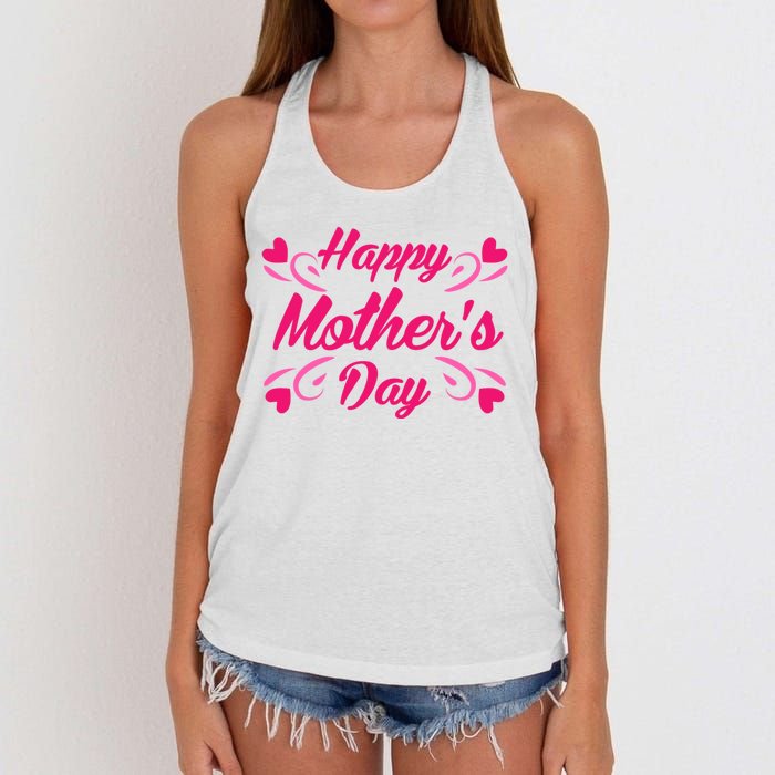 Happy Mothers Day Hearts Gift Women's Knotted Racerback Tank