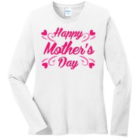 Happy Mothers Day Hearts Gift Ladies Long Sleeve Shirt