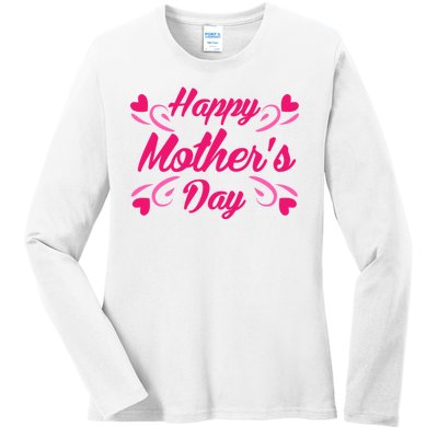 Happy Mothers Day Hearts Gift Ladies Long Sleeve Shirt