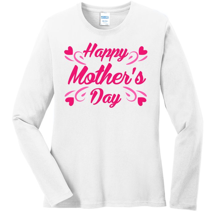 Happy Mothers Day Hearts Gift Ladies Long Sleeve Shirt