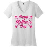 Happy Mothers Day Hearts Gift Women's V-Neck T-Shirt