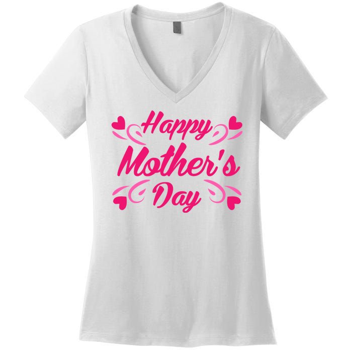 Happy Mothers Day Hearts Gift Women's V-Neck T-Shirt