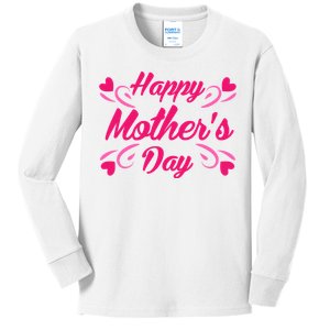 Happy Mothers Day Hearts Gift Kids Long Sleeve Shirt