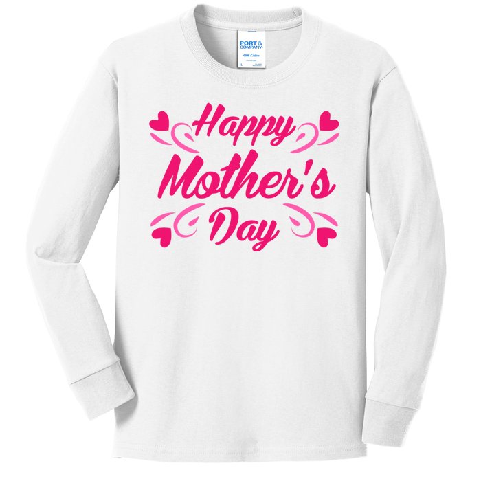 Happy Mothers Day Hearts Gift Kids Long Sleeve Shirt