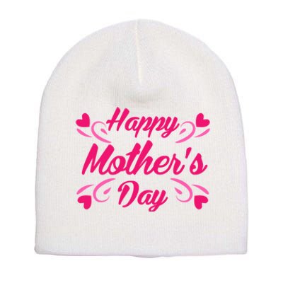 Happy Mothers Day Hearts Gift Short Acrylic Beanie