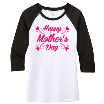 Happy Mothers Day Hearts Gift Women's Tri-Blend 3/4-Sleeve Raglan Shirt