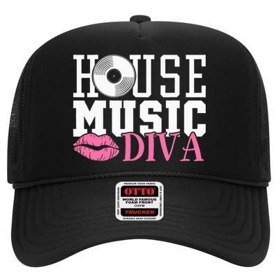 House Music Diva Dj Edm Rave Music Festival High Crown Mesh Back Trucker Hat