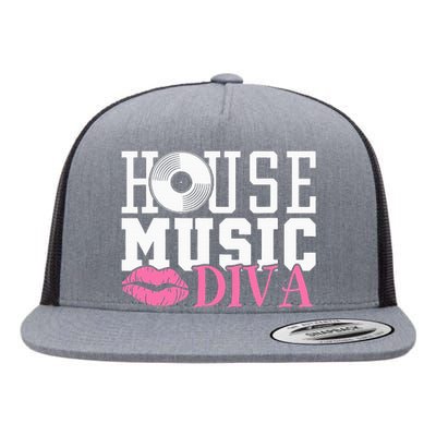 House Music Diva Dj Edm Rave Music Festival Flat Bill Trucker Hat