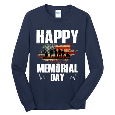 Happy Memorial Day USA Flag American Patriotic Tall Long Sleeve T-Shirt