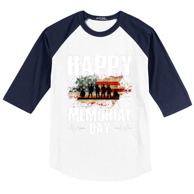 Happy Memorial Day USA Flag American Patriotic Baseball Sleeve Shirt