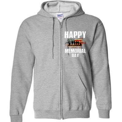 Happy Memorial Day USA Flag American Patriotic Full Zip Hoodie