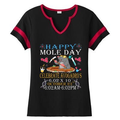 Happy Mole Day Celebrate AvogadroS Mole Ladies Halftime Notch Neck Tee