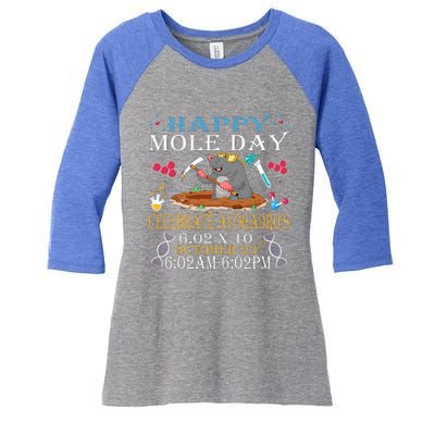 Happy Mole Day Celebrate AvogadroS Mole Women's Tri-Blend 3/4-Sleeve Raglan Shirt