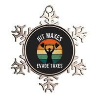 Hit Maxes Evade Taxes Funny Gym Fitness Retro Workout Metallic Star Ornament