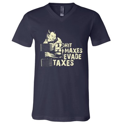 Hit Maxes Evade Taxes Weightlifting Bodybuilding V-Neck T-Shirt