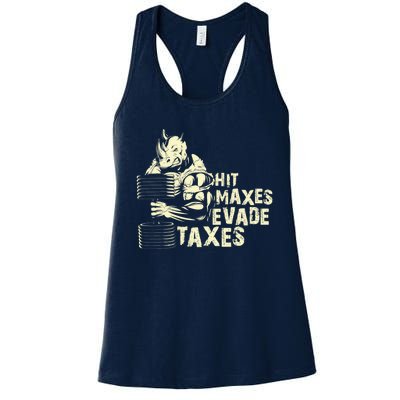 Hit Maxes Evade Taxes Weightlifting Bodybuilding Women's Racerback Tank