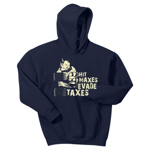 Hit Maxes Evade Taxes Weightlifting Bodybuilding Kids Hoodie