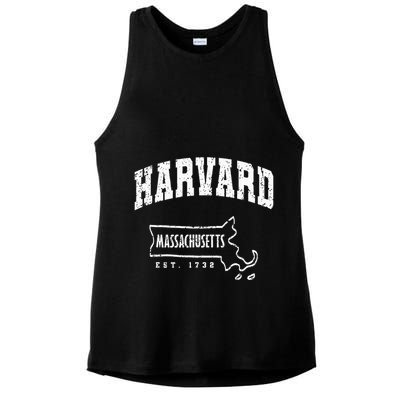 Harvard Massachusetts Est.1732 MA Vintage Locals & Tourists Ladies PosiCharge Tri-Blend Wicking Tank