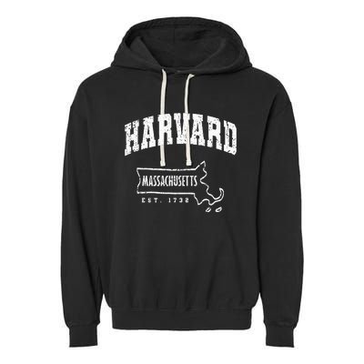 Harvard Massachusetts Est.1732 MA Vintage Locals & Tourists Garment-Dyed Fleece Hoodie