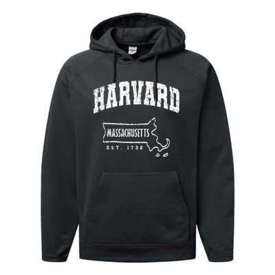 Harvard Massachusetts Est.1732 MA Vintage Locals & Tourists Performance Fleece Hoodie