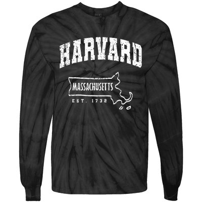 Harvard Massachusetts Est.1732 MA Vintage Locals & Tourists Tie-Dye Long Sleeve Shirt