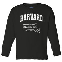 Harvard Massachusetts Est.1732 MA Vintage Locals & Tourists Toddler Long Sleeve Shirt