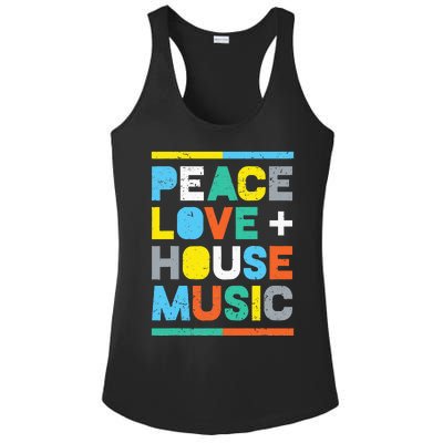 House Music EDM DJ Peace Love & House Music Ladies PosiCharge Competitor Racerback Tank