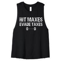 Hit Maxes Evade Taxes Funny Apparel Vintage Women's Racerback Cropped Tank