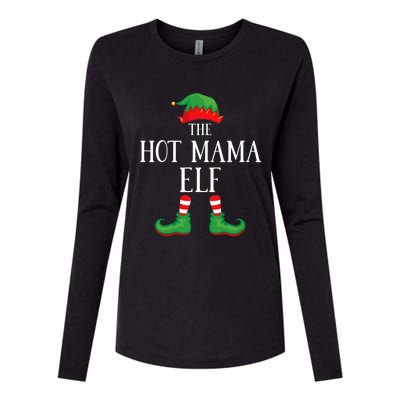 Hot Mama Elf Matching Group Xmas Funny Family Christmas Womens Cotton Relaxed Long Sleeve T-Shirt