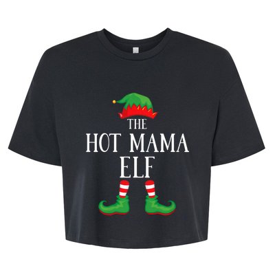 Hot Mama Elf Matching Group Xmas Funny Family Christmas Bella+Canvas Jersey Crop Tee