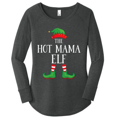 Hot Mama Elf Matching Group Xmas Funny Family Christmas Women's Perfect Tri Tunic Long Sleeve Shirt